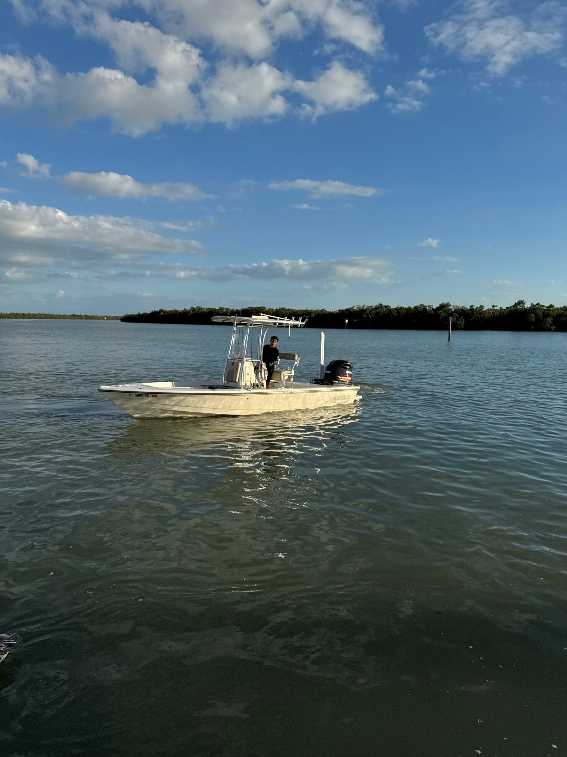 boat in open water smiling